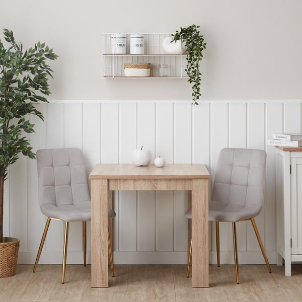 Matbord och stolar set, Home, 80x80x75 cm, Brun, Creme