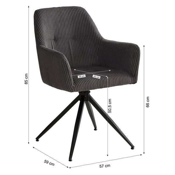 Matstol, Home, 57x85x59 cm, Grå