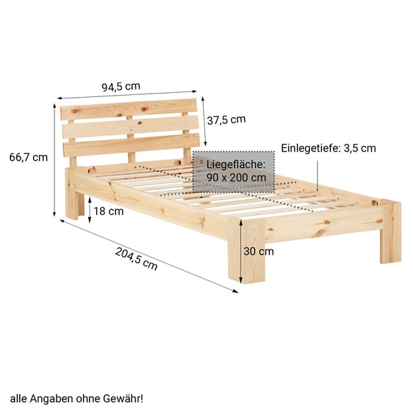 Enkeltseng, Home, 94,5x204,5x66,7 cm, Brun