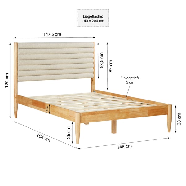 Sänky, Home, 148x120x204 cm, beige