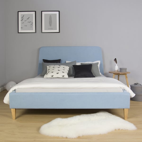 Säng med stoppad gavel, Home, 150x212x103 cm, Blå