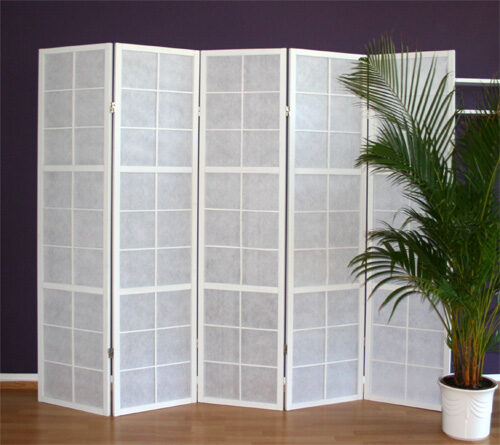 Tilanjakaja, Home, Shoji 5-paneelinen taitettava, 220x2,2x175 cm, valkoinen
