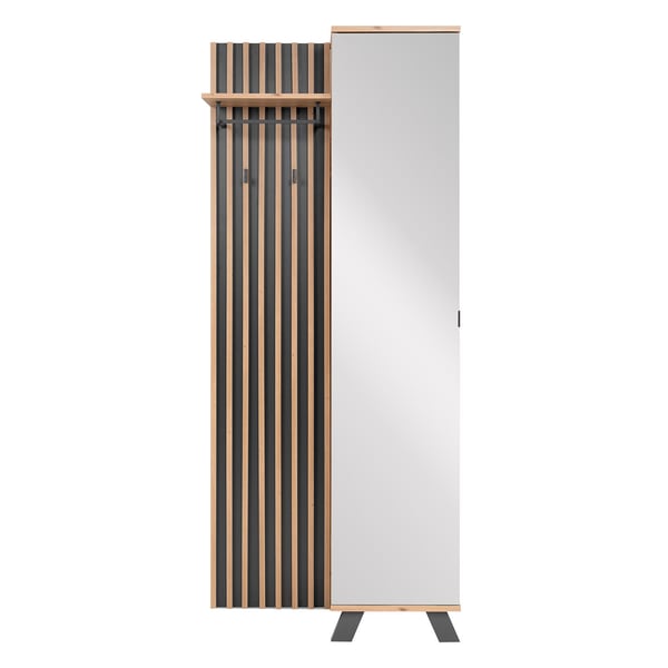 Hallgarderob med spegel, Home, 80x190x37 cm, Brun