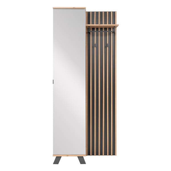 Hallgarderob med spegel, Home, 80x190x37 cm, Brun