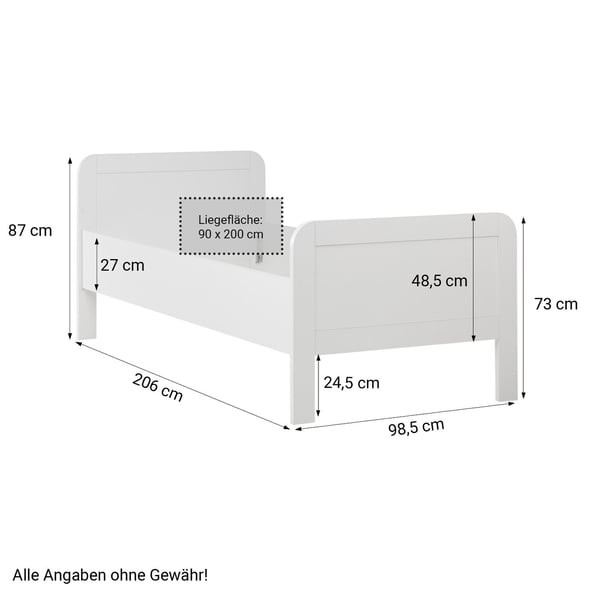 Sengeramme, Home, 98.5x206x87 cm, Hvid