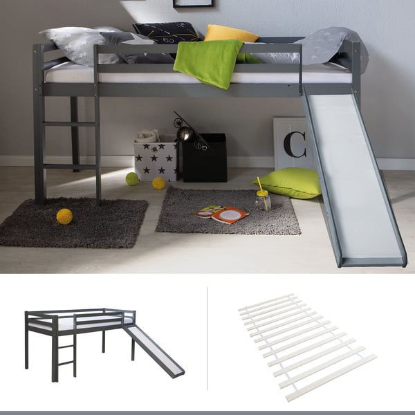 Loftsäng, Home, 207,5x110x219,5 cm, Grå