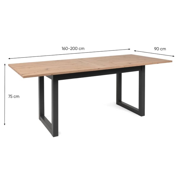 Spisebord, Home, 200x90x75 cm, Brun, Grå