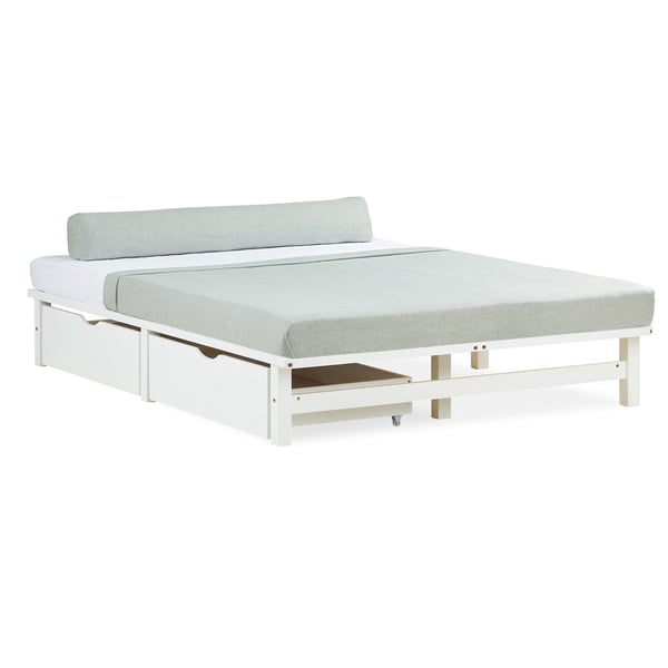Seng, Home, Palle-design Massivt Træ, 140x200x28 cm, Hvid