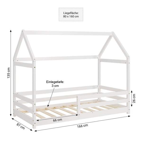 Børneseng, Home, 166x136,5x87 cm, Hvid, Træ