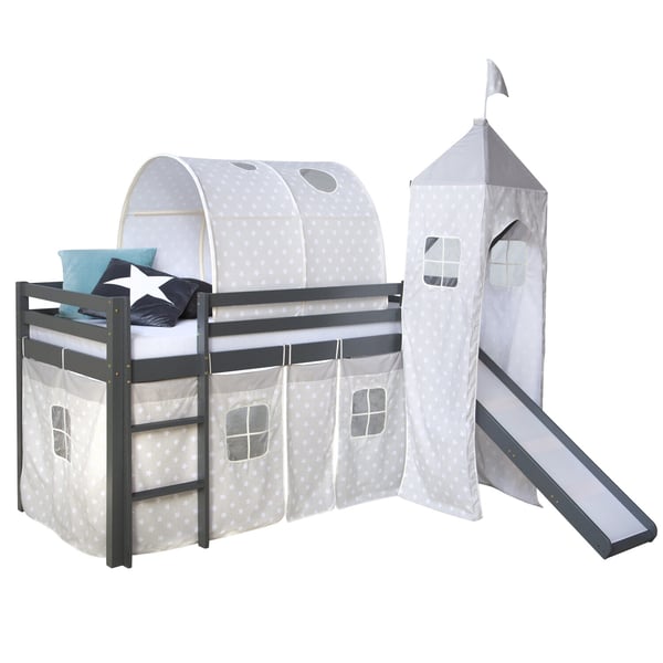 Lastensänky parvella, Home, 207,5x228x219,5 cm, harmaa