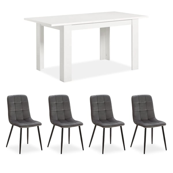 Spisebordssæt, Home, 120x80x75 cm, Hvid, Grå Spisebordssæt, Home, 120x80x75 cm, Hvid, Grå