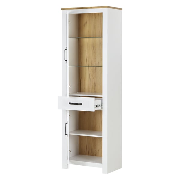 Highboard Skab, Home, 64x199,5x41 cm, Hvid, Brun