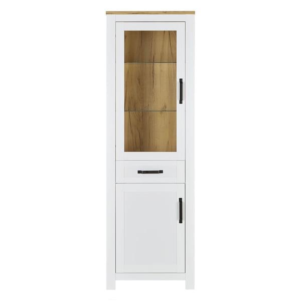 Highboard Skab, Home, 64x199,5x41 cm, Hvid, Brun