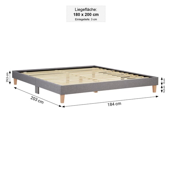 Sengeramme, Home, Polstret dobbelt futon, 184x203x29,5 cm, Grå