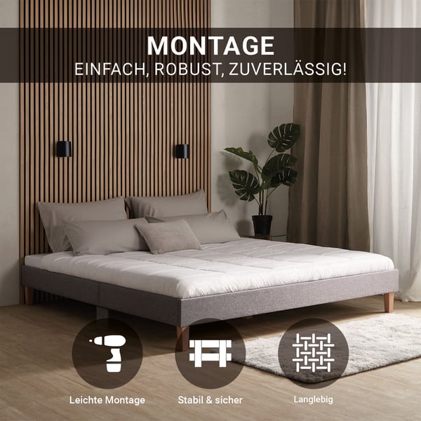 Sengeramme, Home, Polstret dobbelt futon, 184x203x29,5 cm, Grå