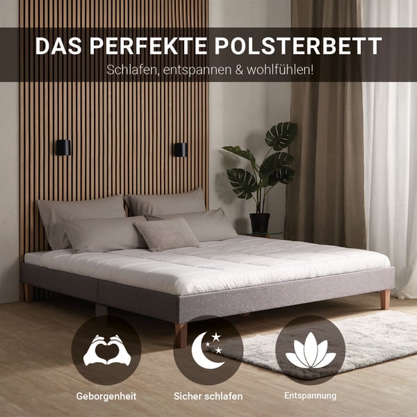 Sengeramme, Home, Polstret dobbelt futon, 184x203x29,5 cm, Grå
