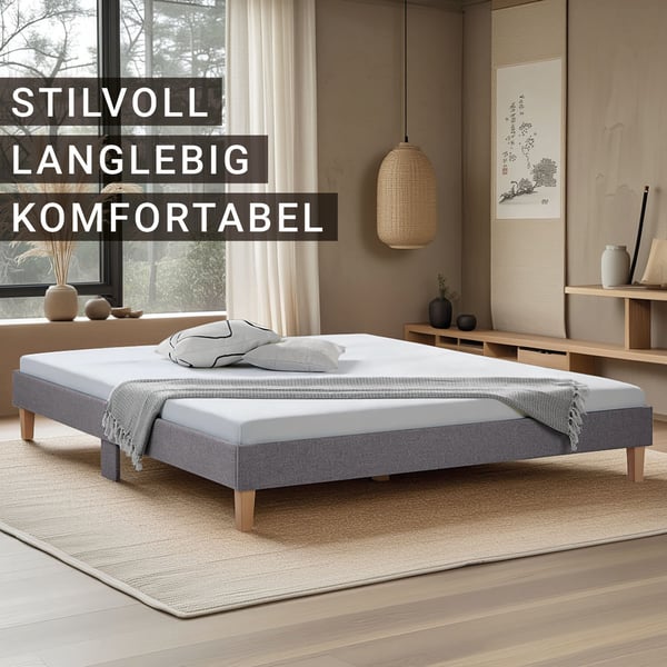 Sengeramme, Home, Polstret dobbelt futon, 184x203x29,5 cm, Grå