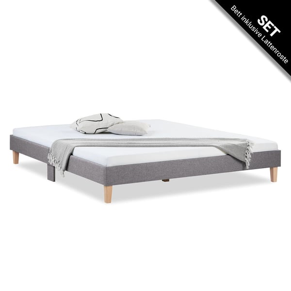 Sengeramme, Home, Polstret dobbelt futon, 184x203x29,5 cm, Grå