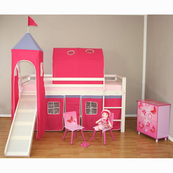 Køjeseng, Home, 207.5x228x219.5 cm, Hvid, Pink
