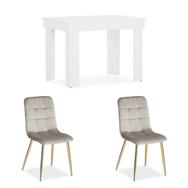 Ruokapöytä ja tuolit -setti, Home, 90x73x60 cm, valkoinen, kermanvärinen Ruokapöytä ja tuolit -setti, Home, 90x73x60 cm, valkoinen, kermanvärinen