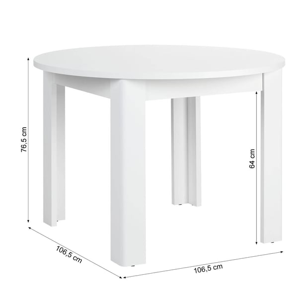 Ruokapöytä, Home, 106x106x76,5 cm, valkoinen