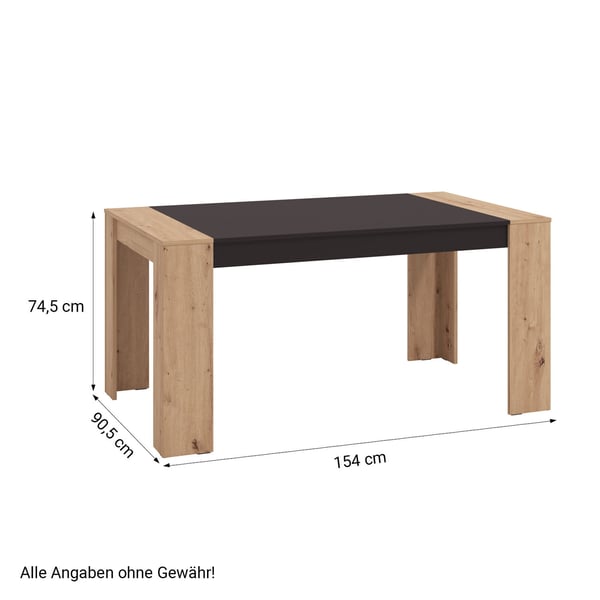 Ruokapöytä, Home, 154x90,5x74,5 cm, musta ja ruskea
