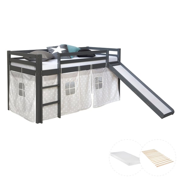 Parvisänky liukumäellä, Home, 207,5x110x219,5 cm, harmaa
