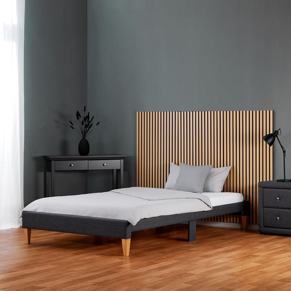 Sängram med stoppning, Home, 95x32x210 cm, Grå
