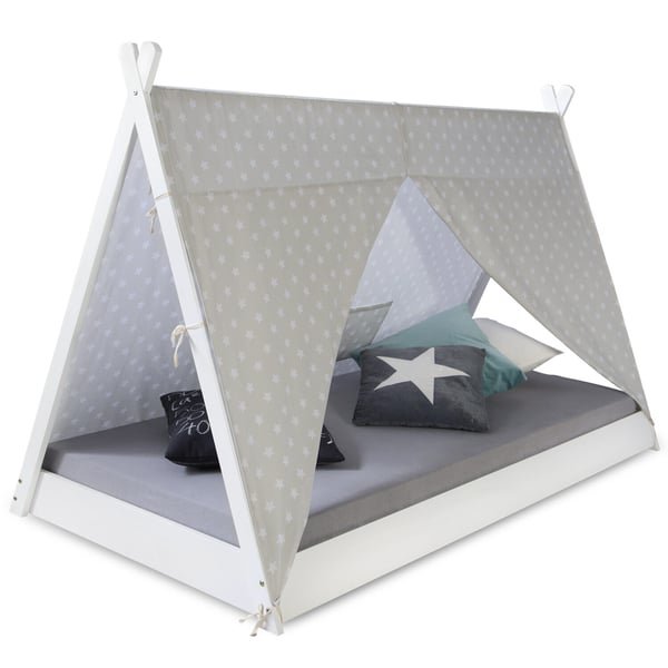 Børneseng, Home, Tipi Telt Seng, 105,5x208x132,5 cm, Hvid-Grå Børneseng, Home, Tipi Telt Seng, 105,5x208x132,5 cm, Hvid-Grå