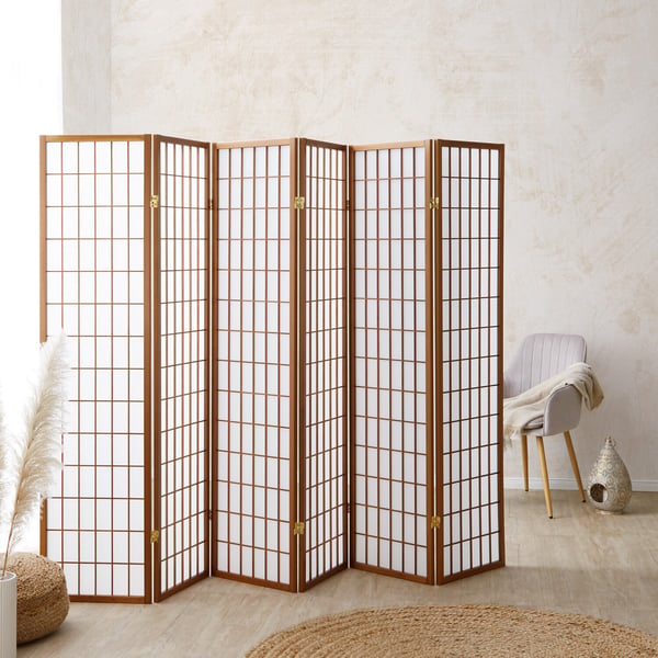 Rumdeler, Home, Shoji foldbar 6 paneler, 264x2.2x175 cm, brun