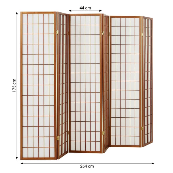 Rumdeler, Home, Shoji foldbar 6 paneler, 264x2.2x175 cm, brun