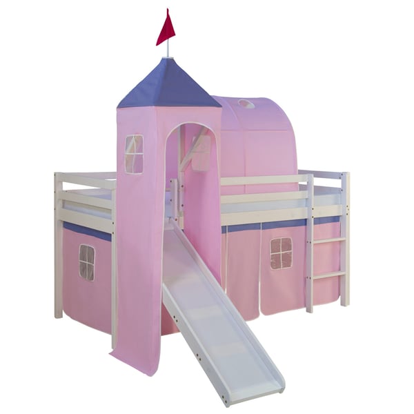 Loftsäng med rutschkana, Home, 207,5x228x219,5 cm, Rosa Loftsäng med rutschkana, Home, 207,5x228x219,5 cm, Rosa
