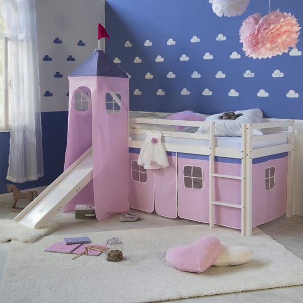 Kerrossänky, Home, 207.5x228x219.5 cm, vaaleanpunainen ja valkoinen