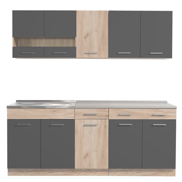 Køkkenskabssæt, Home, 200x60x206,5 cm, Grå