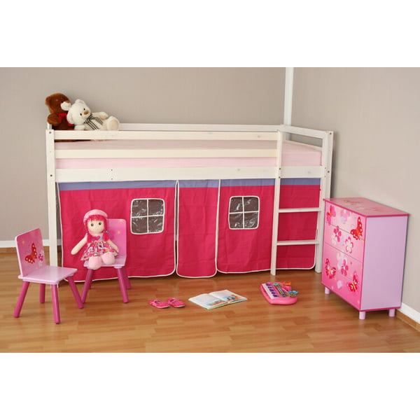 Køjeseng, Home, 208x110x97 cm, Hvid, Pink