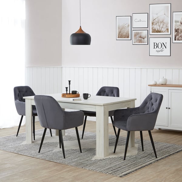 Matstol, Home, Sammet, 59x89x62,5 cm, Grå