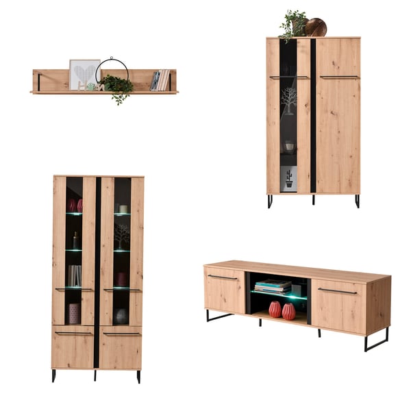 Vardagsrum väggsektion, Home, 339x193x42 cm, Brun