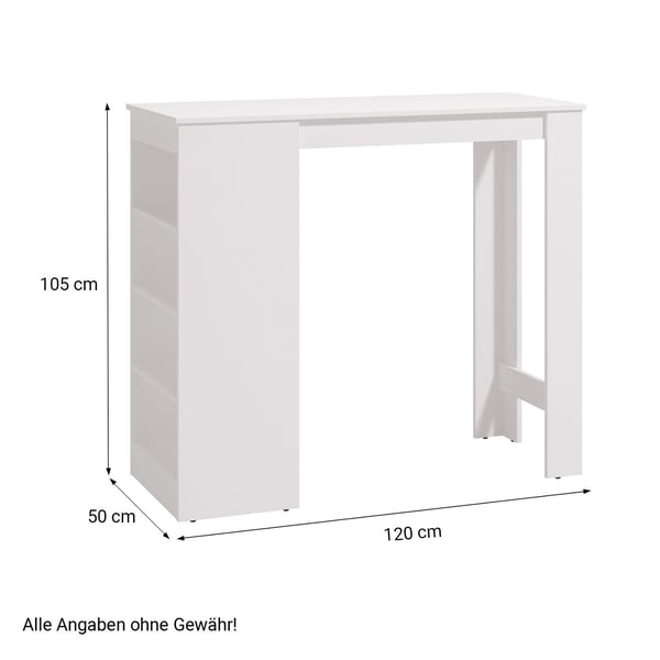 Bordbar, Home, 120x105x50 cm, Hvid