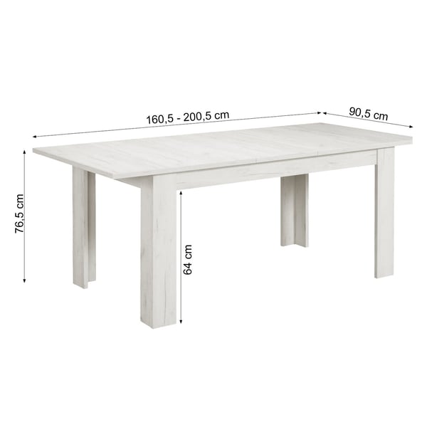 Spisebord, Home, 200,5x90,5x76,5 cm, Hvid