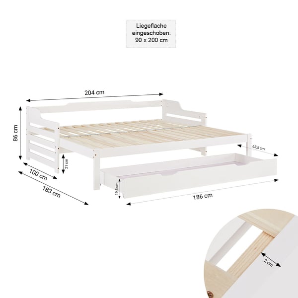 Seng, Home, 204x86x100 cm, Hvid