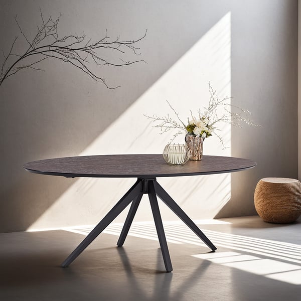 Ruokapöytä, Home, 200x95x76 cm, ruskea, musta