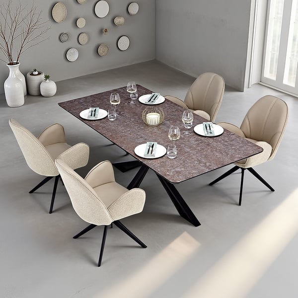 Ruokailuryhmä, Home, 200x100x76 cm, ruskea musta beige