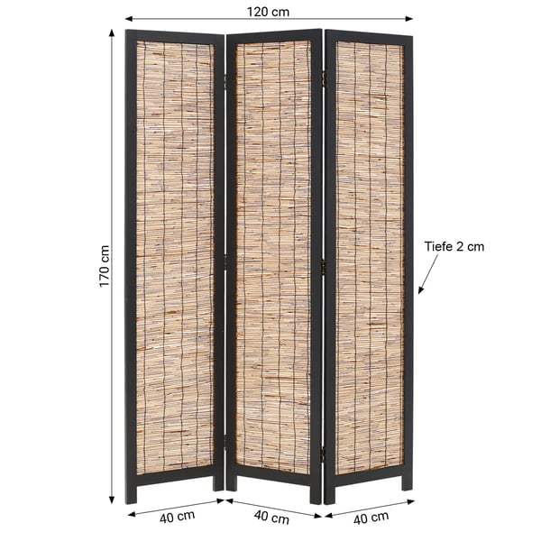 Rumdeler, Home, 120x2x170 cm, Sort og Brun