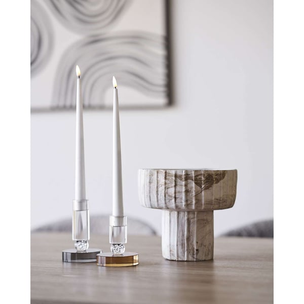 Ljusstake, Candle, brun / vit