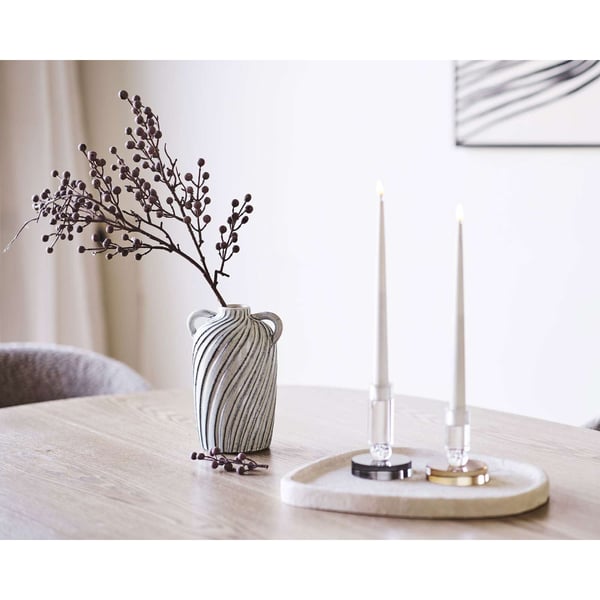 Ljusstake, Candle, grå / vit