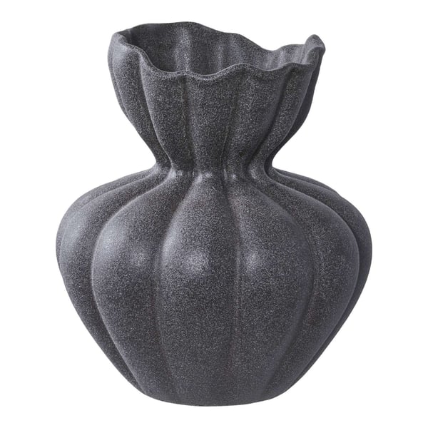 Vase, Keramik Sort, 17.2x19.4 cm, Sort
