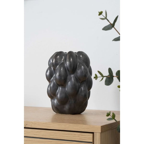 Vase, keramik, 14x15x19 cm, Sort