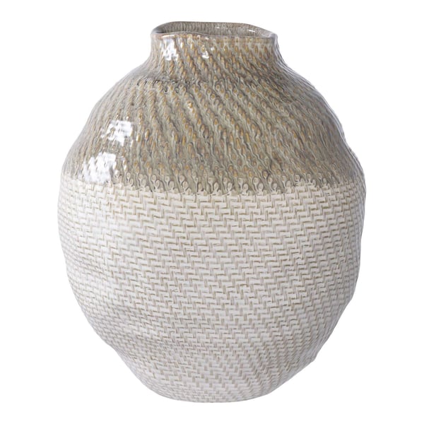 Vas, Vase, vit / grön, keramik