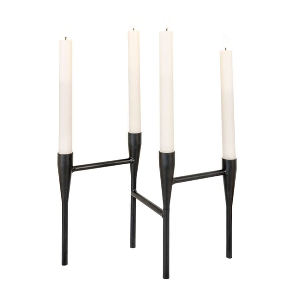 Lysestage, Candle, sort, stål