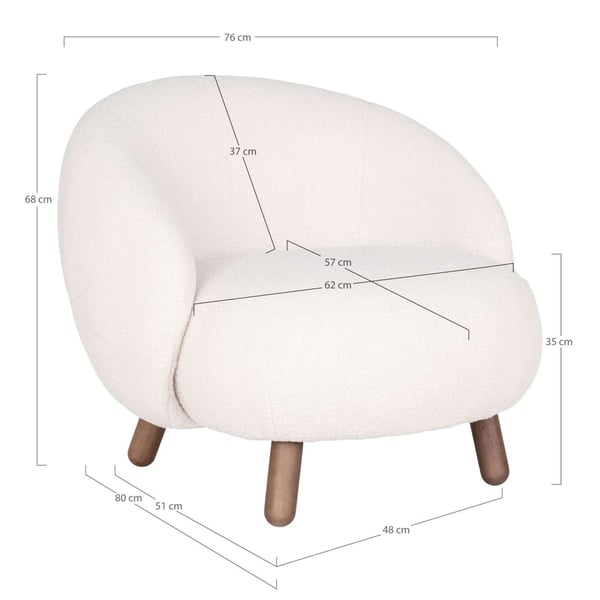 Lænestol, Savona, hvid, polyester